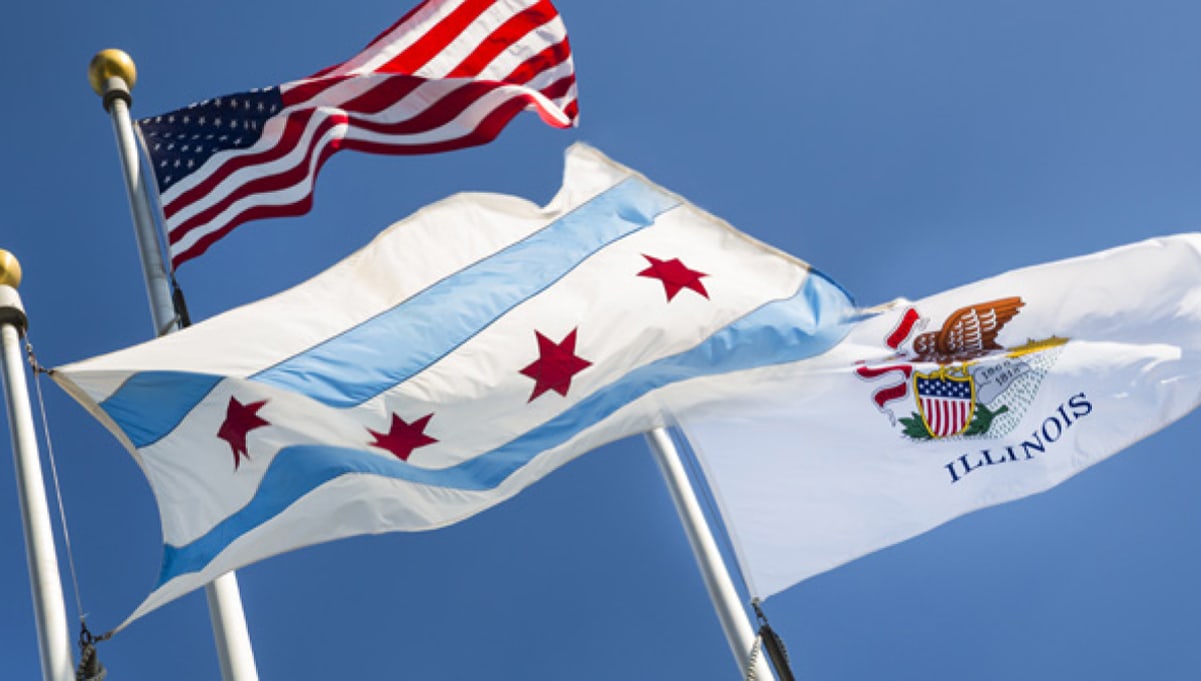 Municipal flag of the city of Chicago and Illinois USA